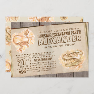 Dinosaur Fossil Birthday Invitation