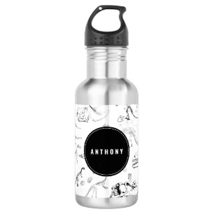 Dinosaur Fossil Bones Custom Name School Stainless Steel Water Bottle
