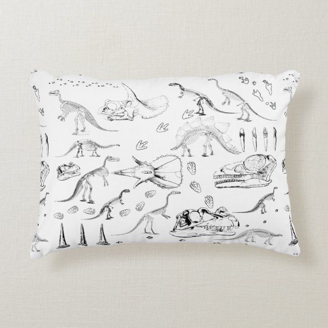 Dinosaur Fossil Bones Pattern Accent Pillow (Front)
