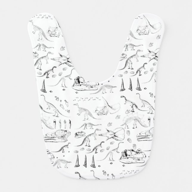 Dinosaur Fossil Bones Pattern Baby Bib (Front)