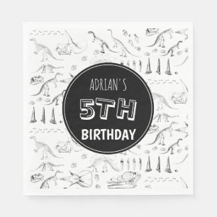 Dinosaur Fossil Bones Pattern Birthday Age Napkins