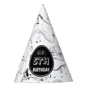 Dinosaur Fossil Bones Pattern Birthday Age Party Hat