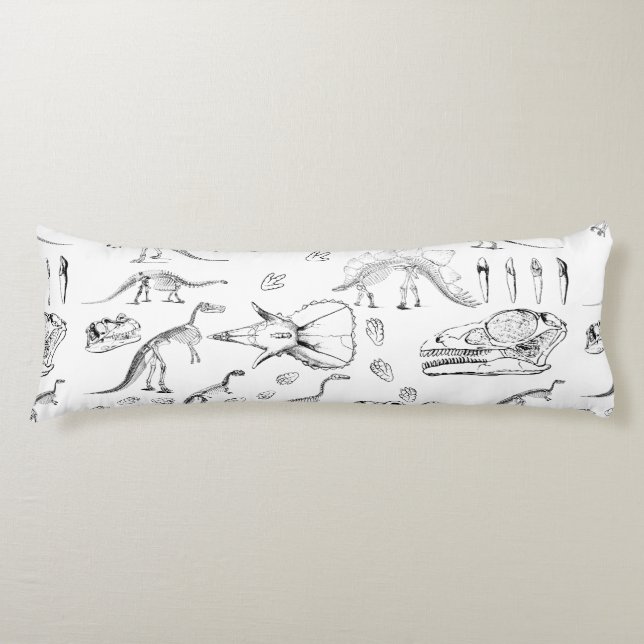 Dinosaur Fossil Bones Pattern Body Pillow (Front)