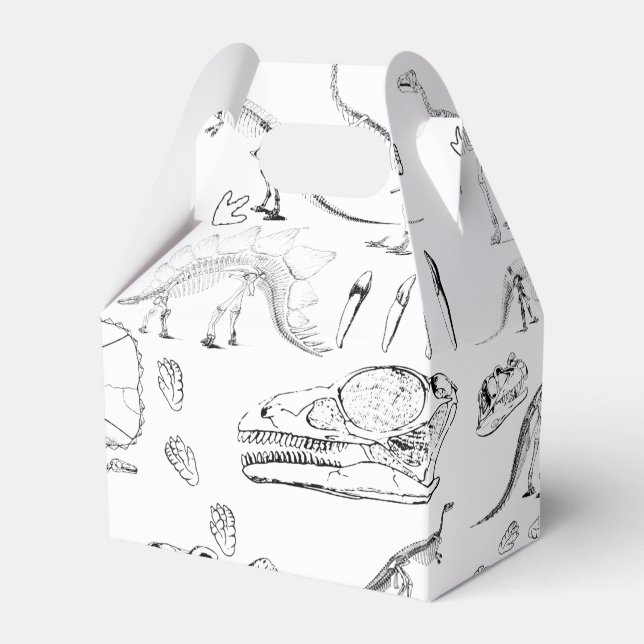 Dinosaur Fossil Bones Pattern Favor Boxes (Front Side)