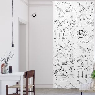 Dinosaur Fossil Bones Pattern Kids Bedroom Blackout Curtains
