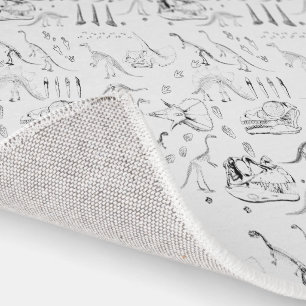 Dinosaur Fossil Bones Pattern Kids Bedroom Rug