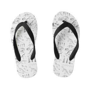 Dinosaur Fossil Bones Pattern Kid's Flip Flops
