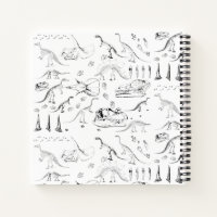 Dinosaur Fossil Bones Pattern Kids Sketchbook Notebook