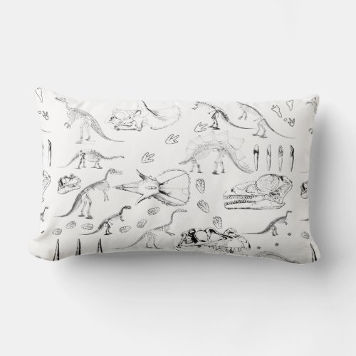 Dinosaur Fossil Bones Pattern Lumbar Pillow