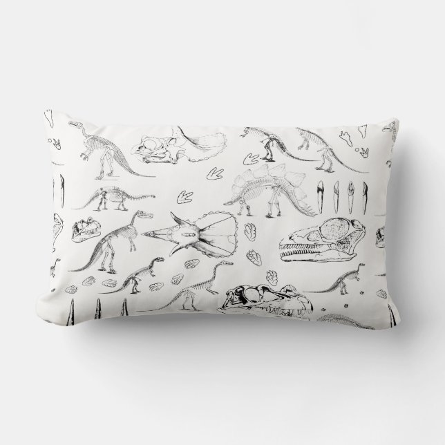 Dinosaur Fossil Bones Pattern Lumbar Pillow (Front)