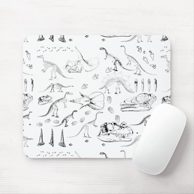 Dinosaur Fossil Bones Pattern Mouse Pad (With Mouse)