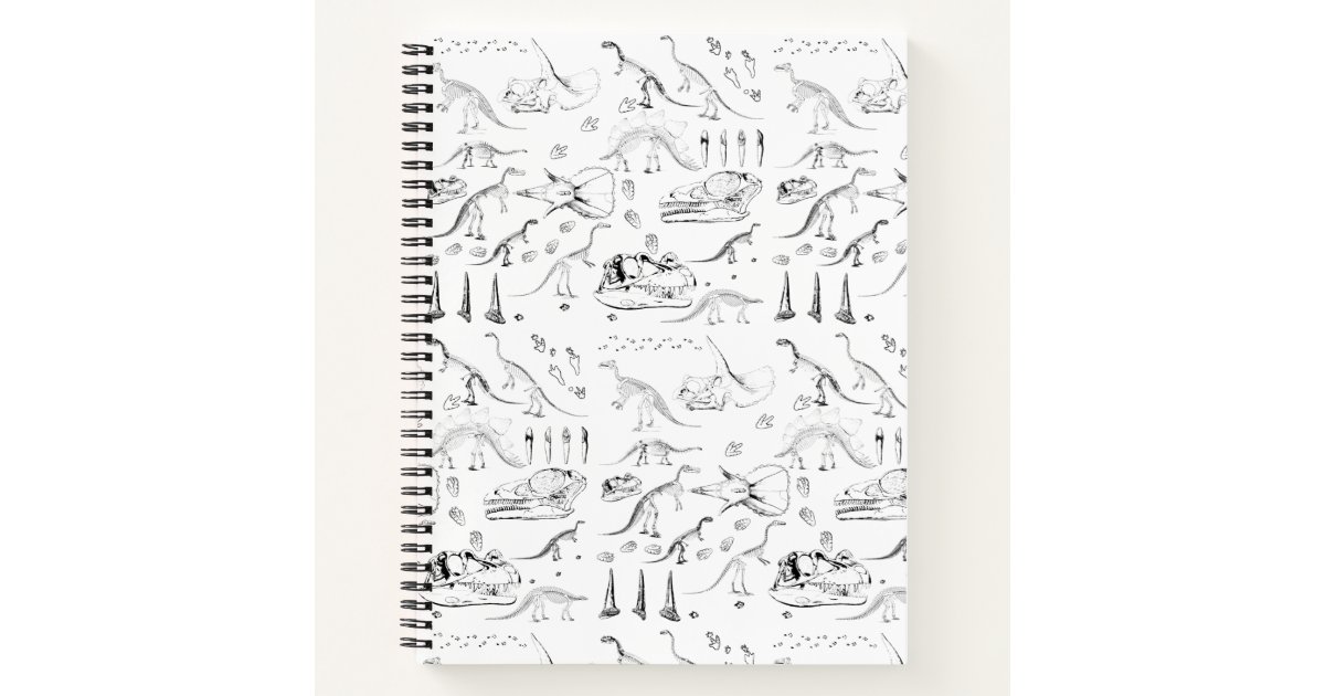 Dinosaur Fossil Bones Pattern Kids Sketchbook Notebook