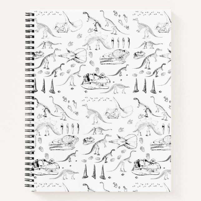 Dinosaur Fossil Bones Pattern Notebook (Front)