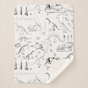 Dinosaur Fossil Bones Pattern Sherpa Blanket