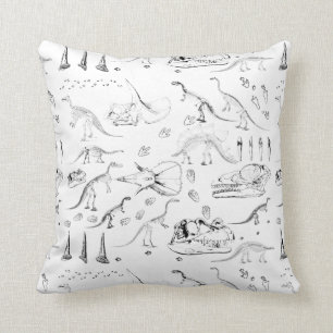 Dinosaur Fossil Bones Pattern Throw Pillow
