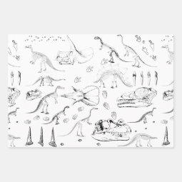 Dinosaur Fossil Bones Pattern Wrapping Paper Sheets | Zazzle