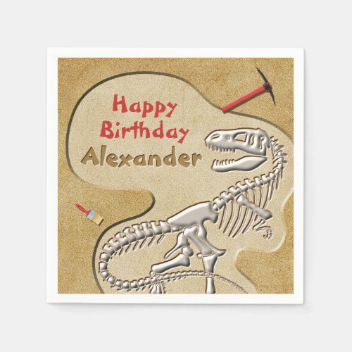 Dinosaur Fossil Dig Birthday Napkins
