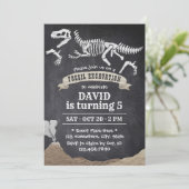 Dinosaur Fossil Excavation Chalkboard Birthday Invitation (Standing Front)