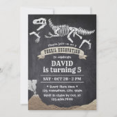 Dinosaur Fossil Excavation Chalkboard Birthday Invitation (Front)