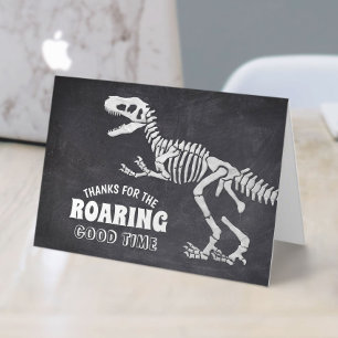 Dinosaur Fossil Excavation Chalkboard Birthday Thank You Card