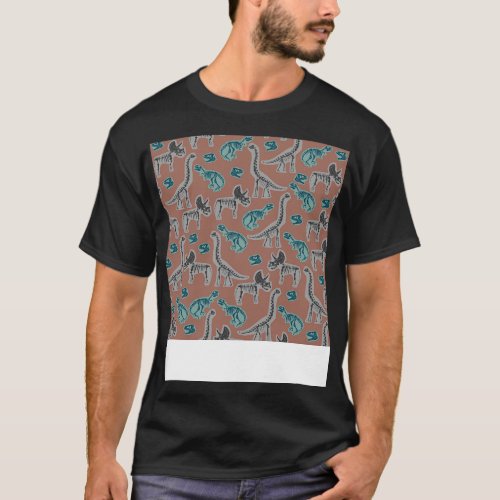 Dinosaur Fossil Pattern T_Shirt