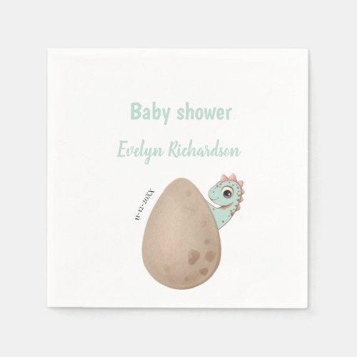 Dinosaur friendly egg cute modern baby shower  napkins