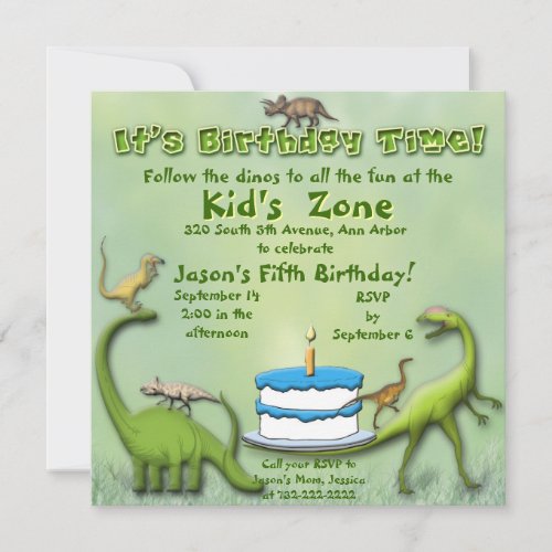 Dinosaur Friends Birthday Invitation