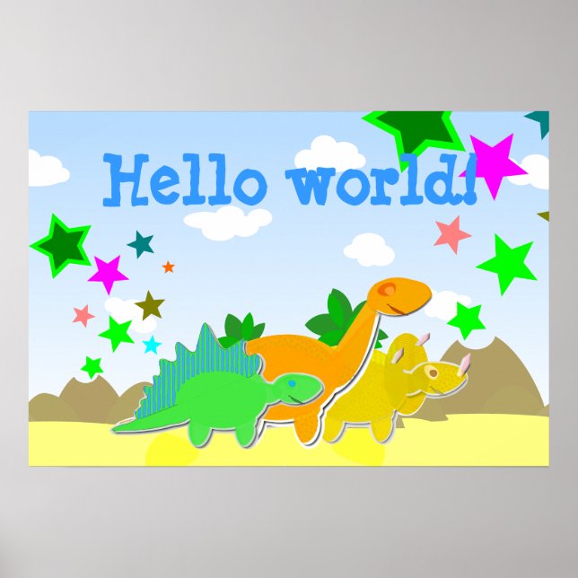 Dinosaur Friends Hello World Poster (Front)