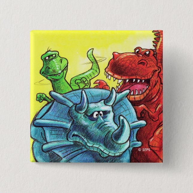 Dinosaur Friends Pinback Button (Front)