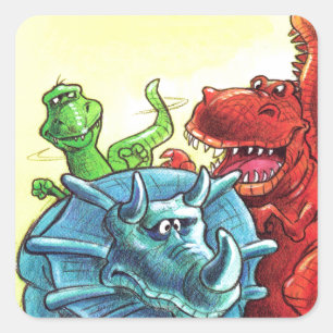 Dinosaur Friends Square Sticker