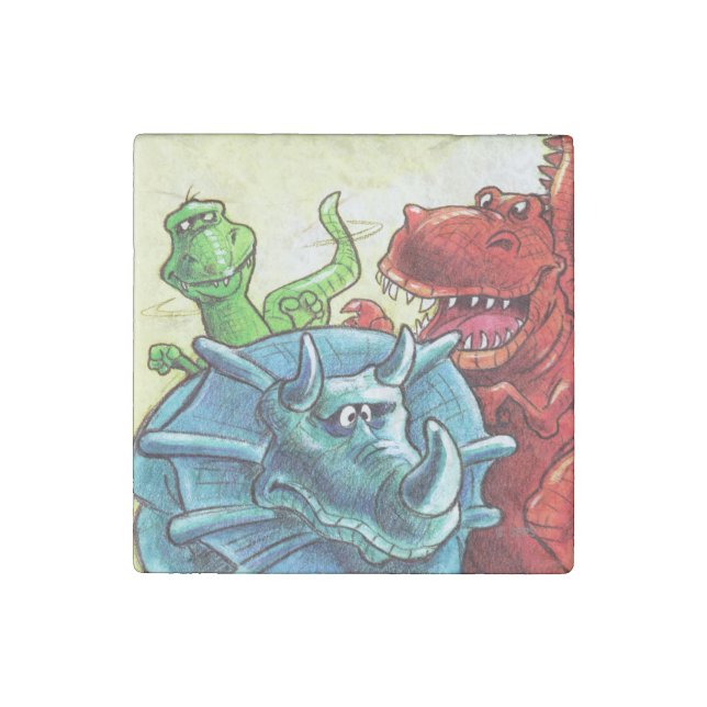 Dinosaur Friends Stone Magnet (Front)