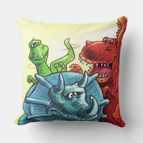 Dinosaur Friends Throw Pillow