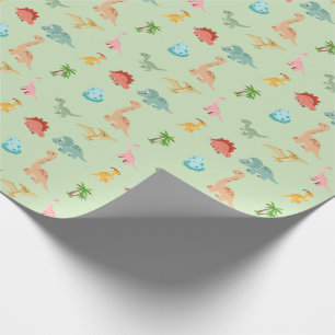 Dinosaur Friends Wrapping Paper – Sage Green