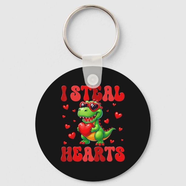 Dinosaur Frolf Player Gift T Rex Golfer Dino Retro Keychain (Front)