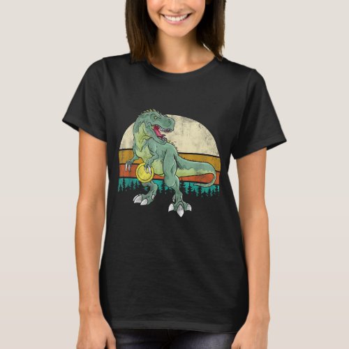 Dinosaur Frolf Player Gift T Rex Golfer Dino Retro T_Shirt