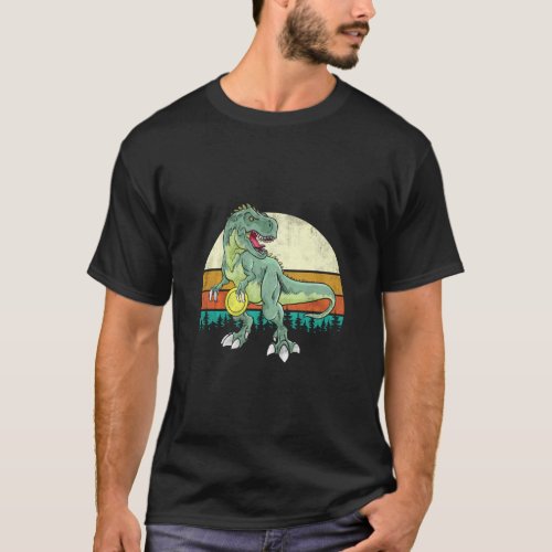 Dinosaur Frolf Player  T Rex Golfer Dino Retro Dis T_Shirt