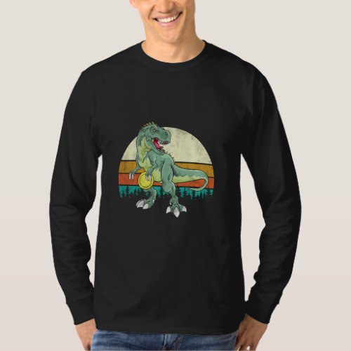 Dinosaur Frolf Player  T Rex Golfer Dino Retro Dis T_Shirt