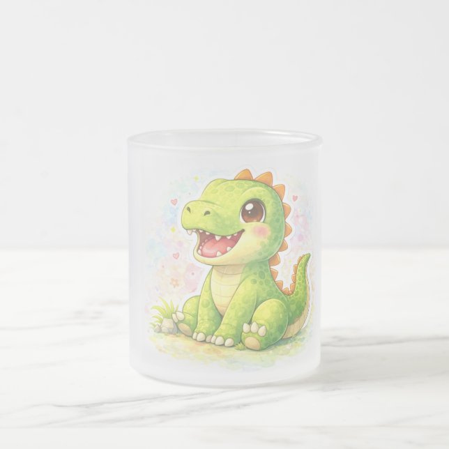 Dinosaur Frosted Glass Mug (Center)