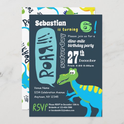 Dinosaur Fun Birthday Party Boys Dino Mite Invitation