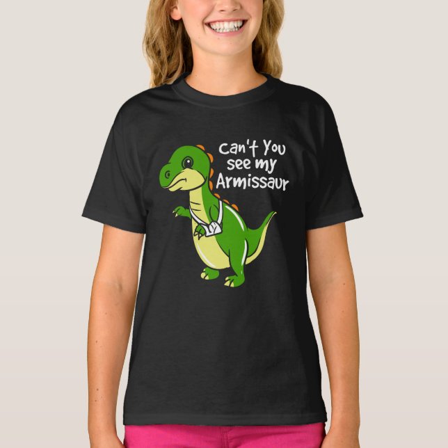 Dinosaur Fun Broken Arm Sympathy Birthday Daughter T-Shirt (Front)