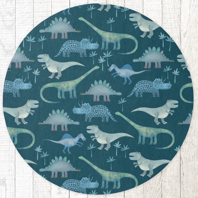 Dinosaur Fun Green Rug (Green dinosaur fun indoor or outdoor rug)