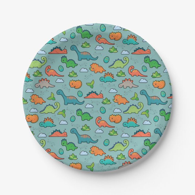 Dinosaur Fun Paper Plates (Front)