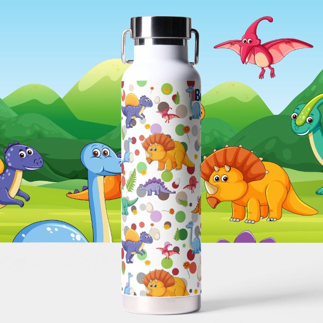 Dinosaur Fun Personalize Name Durable  Water Bottle (Creator Uploaded)
