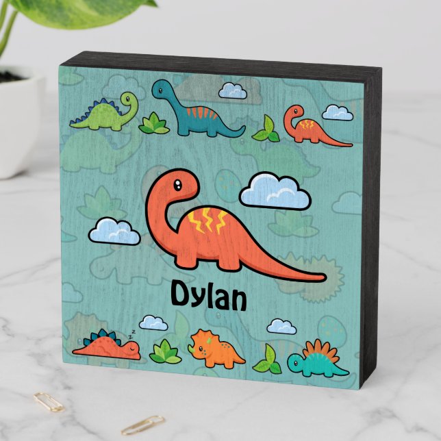 Dinosaur Fun Wooden Box Sign (In Situ Horizontal)