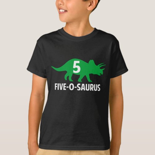 Dinosaur Funny Kids 5th Birthday Gift T_Shirt