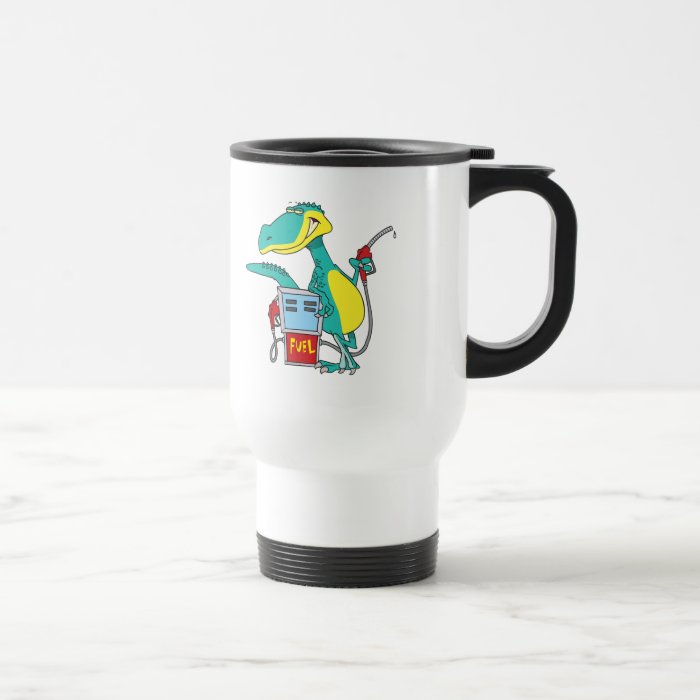 dinosaur gas pump fossil fuel cartoon coffee mug