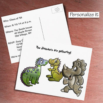 Dinosaur Gathering Postcard by colorwash at Zazzle