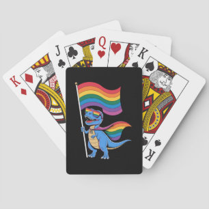 Dinosaur Gay Pride LGBT Rainbow Flag Poker Cards
