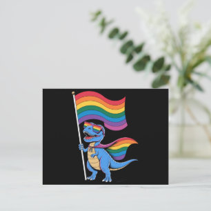 Dinosaur Gay Pride LGBT Rainbow Flag  Postcard