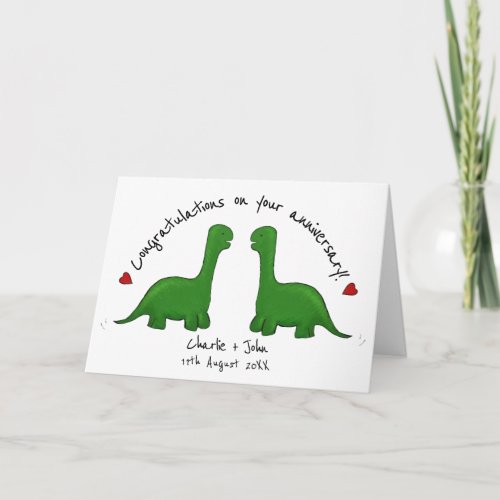 Dinosaur gay wedding anniversary congratulations  card